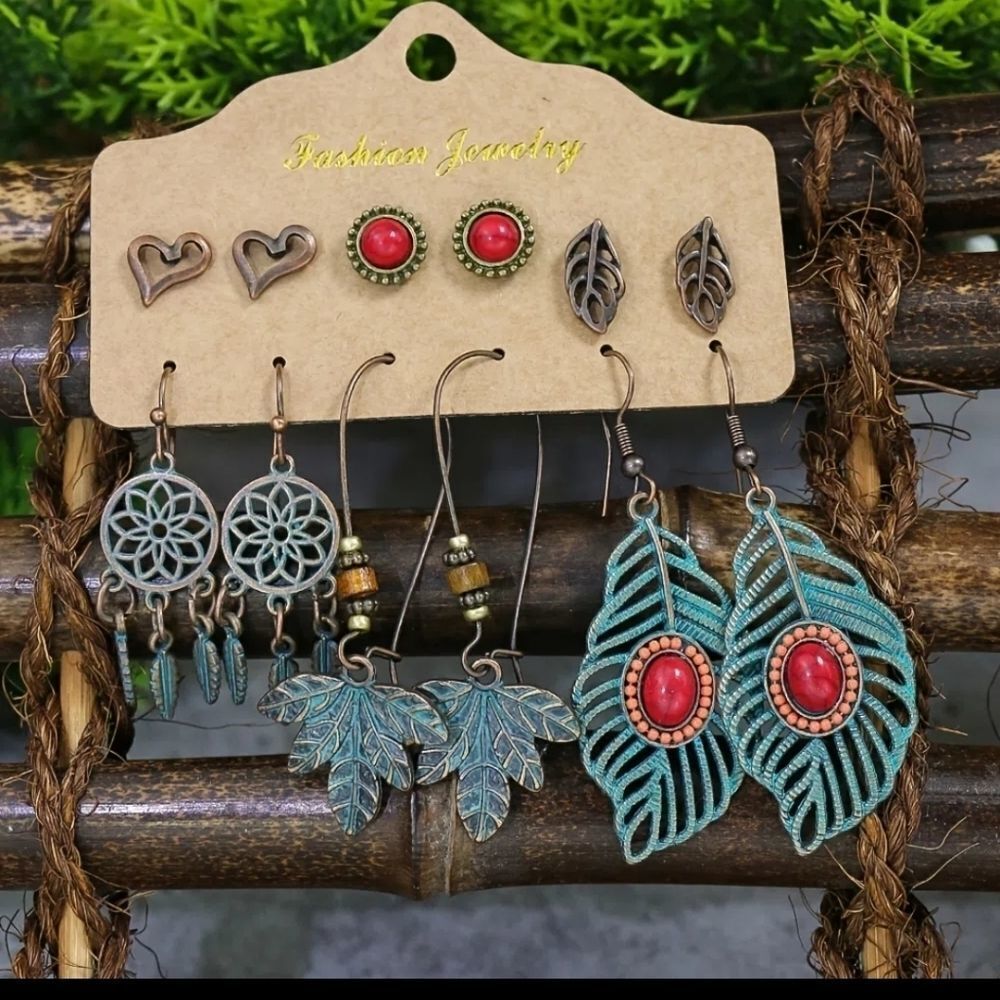 heart plant dream catcher earrings